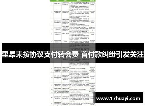 里昂未按协议支付转会费 首付款纠纷引发关注